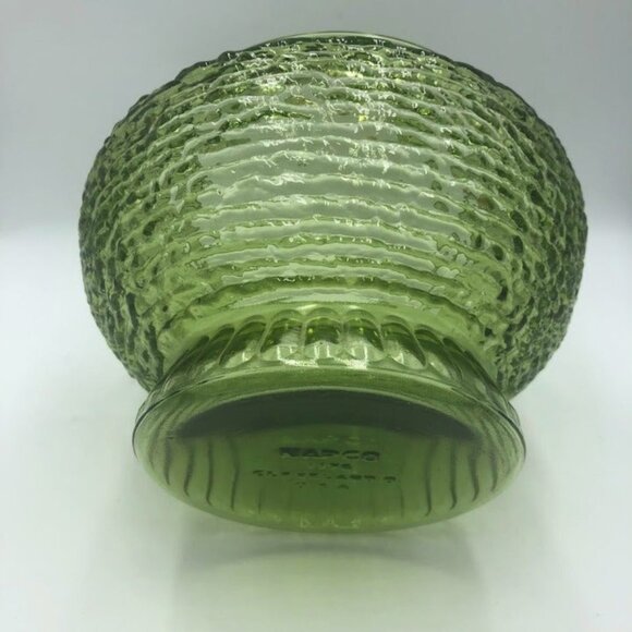 Vintage NAPCO 1176 Green Glass Vase Bowl Ribbed - Picture 9 of 12